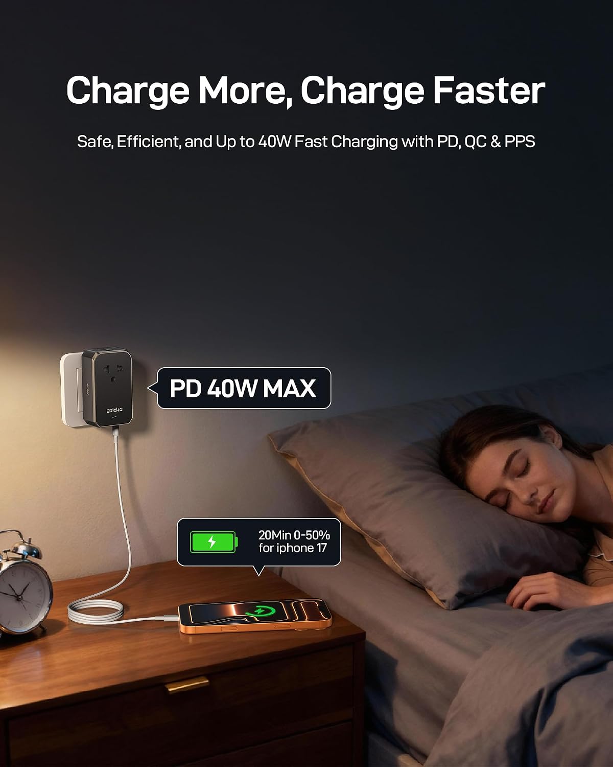 EPICKA Air 40W Universal Travel Adapter PD&QC with 1AC/3USB-C/1USB-A - Image 7