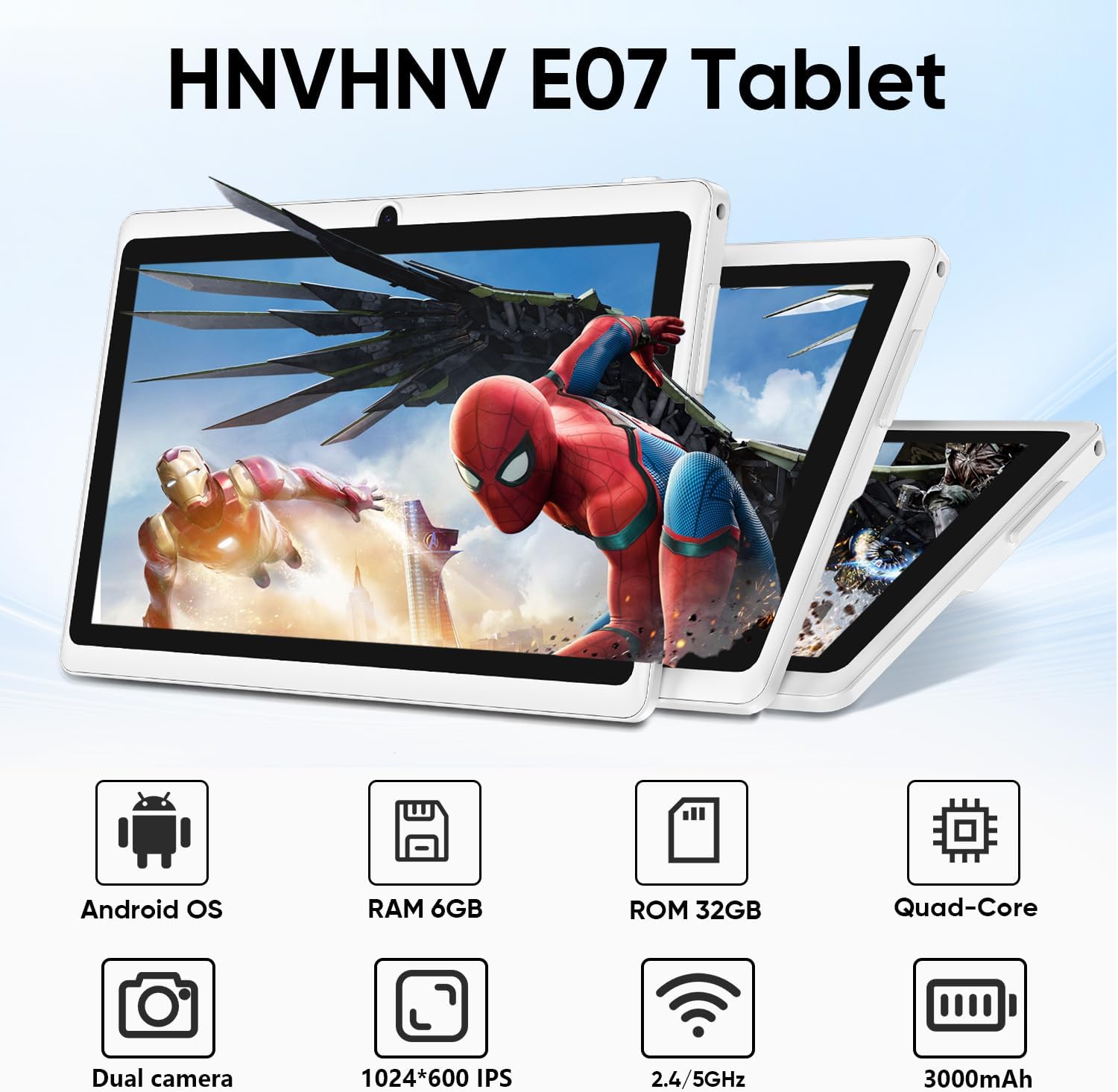HNVHNV Android Tablet 7 Inch Tablet, E-Reader, 6GB RAM 32GB ROM 1TB Expansion, Quad-core Processor, Dual Camera, WiFi, Bluetooth, Parental Control (Pink) - Image 2