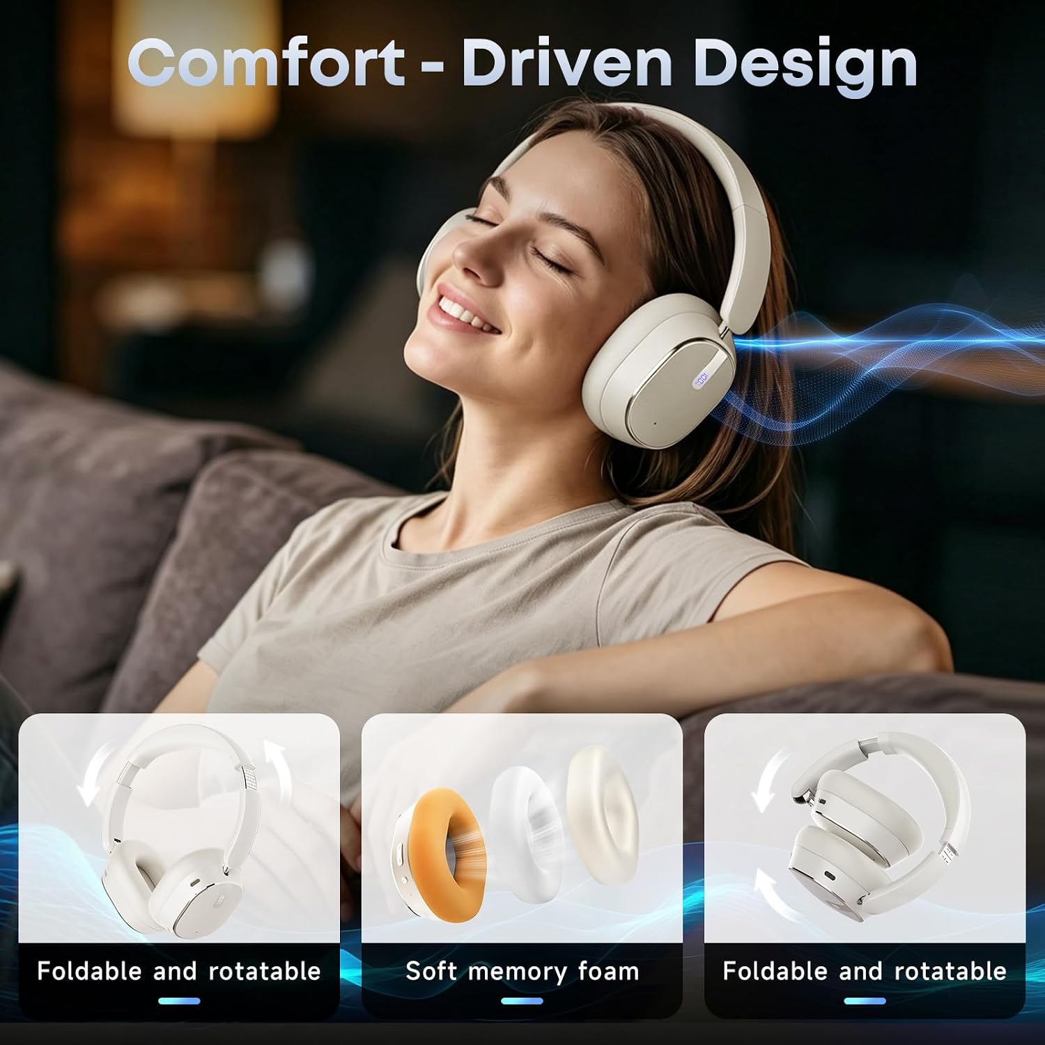 Hybrid Active Noise Cancelling Bluetooth Headphones Wireless Headphones - Image 7