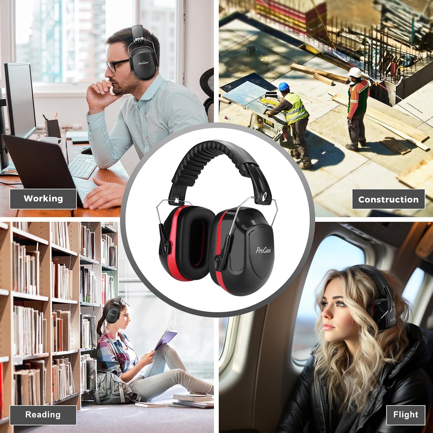 ProCase Hearing Protection Ear Muffs SNR 33dB, Noise Cancelling Headphones - Image 8