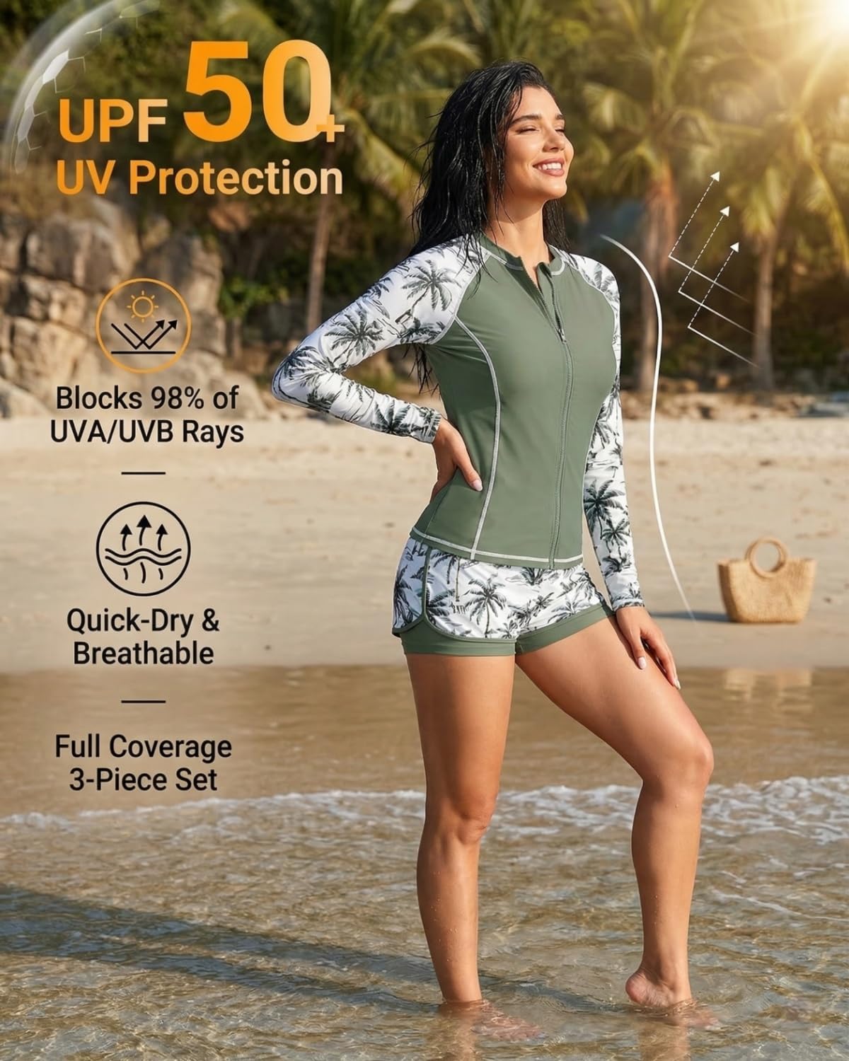 Arolina Plus Size Swimsuit for Women Two Piece Modest Tankini Full Coverage Tummy Control Bathing Suits with Shorts - Image 5
