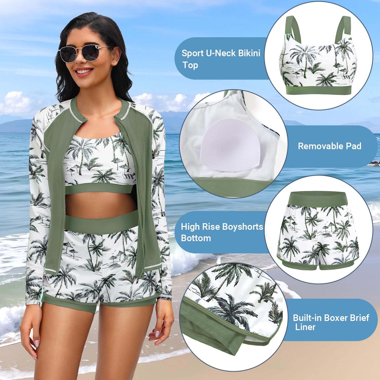 Arolina Plus Size Swimsuit for Women Two Piece Modest Tankini Full Coverage Tummy Control Bathing Suits with Shorts - Image 6